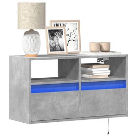 Wall-mounted TV stand with LED lights in concrete gray, 80x31x45 cm. by , TV Furniture - Ref: Foro24-852330, Price: 72,48 €, ...