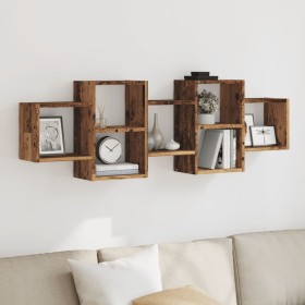 Aged engineered wood wall shelf