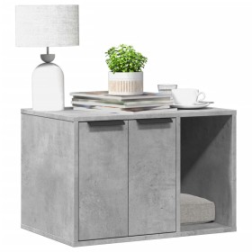 Mueble arenero para gatos madera gris hormigón