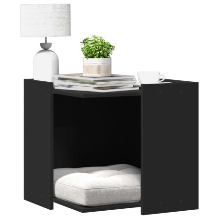 Cat litter box furniture made of black engineered wood, measuring 53x53x51 cm. by , Cat furniture - Ref: Foro24-857752, Price...