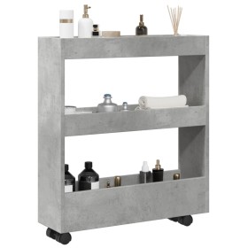 Narrow 3-level wooden storage cart