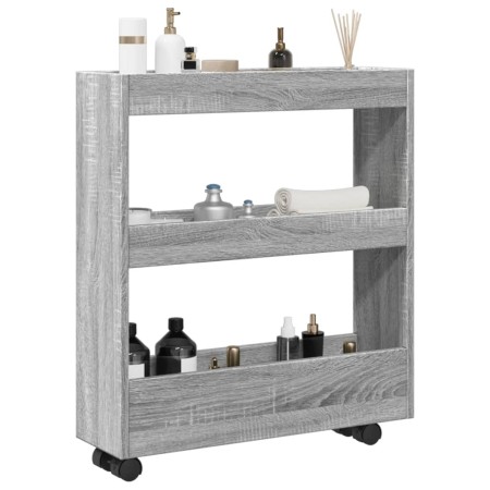 Narrow storage cart 3 levels gray Sonoma wood by , Kitchen and dining carts - Ref: Foro24-855246, Price: 48,92 €, Discount: %