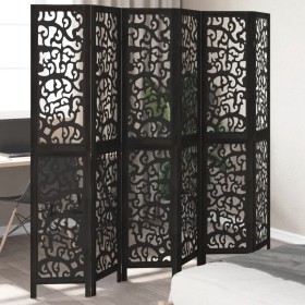 6-panel solid Paulownia wood room divider screen in black. by , Room dividers - Ref: Foro24-358763, Price: 167,03 €, Discount: %