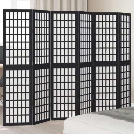 6-panel solid Paulownia wood room divider screen in black. by , Room dividers - Ref: Foro24-358777, Price: 147,69 €, Discount: %