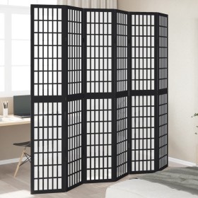 6-panel solid Paulownia wood room divider screen in black. by , Room dividers - Ref: Foro24-358780, Price: 177,68 €, Discount: %