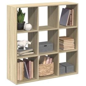 Wooden room divider bookcase in Sonoma oak engineering, 102x29x103.5 cm by , Bookcases and shelves - Ref: Foro24-858041, Pric...