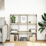 Wooden room divider bookcase in Sonoma oak engineering, 102x29x103.5 cm by , Bookcases and shelves - Ref: Foro24-858041, Pric...