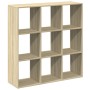 Wooden room divider bookcase in Sonoma oak engineering, 102x29x103.5 cm by , Bookcases and shelves - Ref: Foro24-858041, Pric...