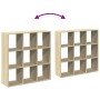 Wooden room divider bookcase in Sonoma oak engineering, 102x29x103.5 cm by , Bookcases and shelves - Ref: Foro24-858041, Pric...