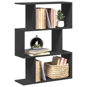 Three-level black engineered wood divider bookcase 70x24x97 cm by , Bookcases and shelves - Ref: Foro24-858112, Price: 52,76 ...