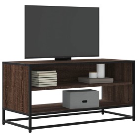 Mueble TV metal y madera ingeniería marrón roble