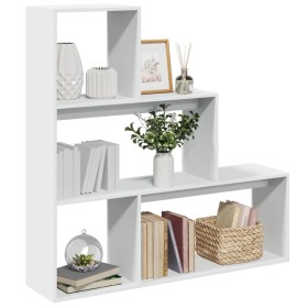 Three-level white wooden divider bookcase 123x29x123 cm by , Bookcases and shelves - Ref: Foro24-857985, Price: 83,49 €, Disc...