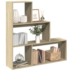 Oak Sonoma wood 3-level divider bookcase 123x29x123 cm by , Bookcases and shelves - Ref: Foro24-857987, Price: 81,30 €, Disco...