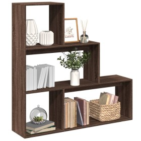 Buchregal Raumteiler 3 Ebenen aus braunem Eichenholz 123x29x123 cm von , Bücherregale und Regale - Ref: Foro24-857991, Preis:...