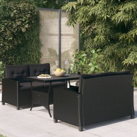 Garten-Essgruppe 3-teilig mit schwarzen Polstern aus synthetischem Rattan von , Gartensets - Ref: Foro24-3095249, Preis: 665,...