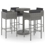 Set muebles bar jardín 5 piezas y cojines ratán sintético gris de vidaXL, Conjuntos de jardín - Ref: Foro24-3094776, Precio: ...