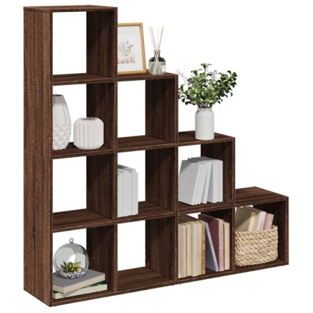 Divider bookcase 4 levels brown oak 131.5x29x131.5 cm by , Bookcases and shelves - Ref: Foro24-857973, Price: 101,83 €, Disco...