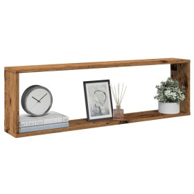 Cube wall shelves 2 units aged wood