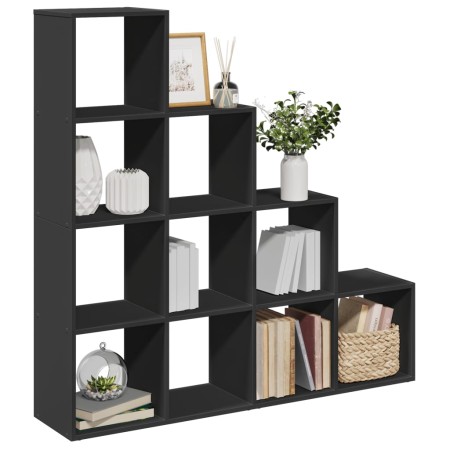 4-level black wooden divider bookshelf 131.5x29x131.5 cm by , Bookcases and shelves - Ref: Foro24-857968, Price: 104,63 €, Di...