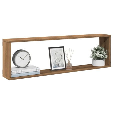 Cube wall shelves 2 units oak wood artisan 100x15x30 cm by , Shelves and shelves - Ref: Foro24-856584, Price: 41,42 €, Discou...