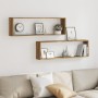 Cube wall shelves 2 units oak wood artisan 100x15x30 cm by , Shelves and shelves - Ref: Foro24-856584, Price: 41,42 €, Discou...