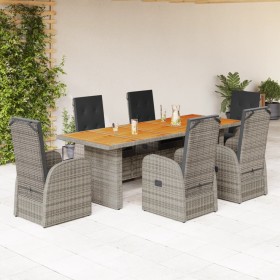 Garden dining set 7 pieces and gray synthetic rattan cushions by , Garden sets - Ref: Foro24-3277610, Price: 1,00 €, Discount: %