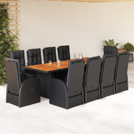 Set de comedor jardín 11 pzas con cojines ratán sintético negro de , Conjuntos de jardín - Ref: Foro24-3277652, Precio: 1,00 ...