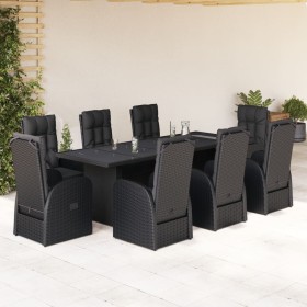 Set de comedor de jardín 9 pzas y cojines ratán sintético negro de , Conjuntos de jardín - Ref: Foro24-3277659, Precio: 1,00 ...