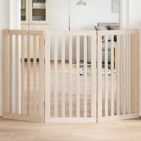 Folding 3-panel wooden dog gate