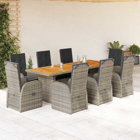 Garden dining set 9 pieces and gray synthetic rattan cushions by , Garden sets - Ref: Foro24-3277611, Price: 1,00 €, Discount: %