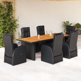 Garten-Essgruppe 7-teilig mit schwarzen Polstern aus synthetischem Rattan von , Gartensets - Ref: Foro24-3277645, Preis: 1,00...