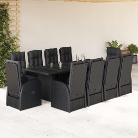 Set de comedor jardín 11 pzas con cojines ratán