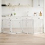 Folding dog gate with 4 panels, made of white poplar wood, 320cm. by , Dog kennels and fences - Ref: Foro24-352251, Price: 12...