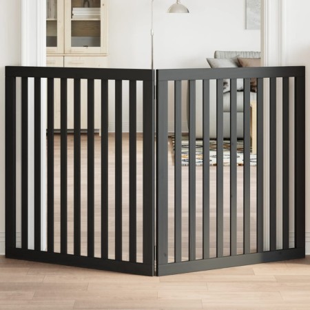 Folding dog gate with 2 panels, made of black poplar wood, 160 cm. by , Dog kennels and fences - Ref: Foro24-352258, Price: 6...