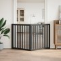 Folding dog gate with 2 panels, made of black poplar wood, 160 cm. by , Dog kennels and fences - Ref: Foro24-352258, Price: 6...