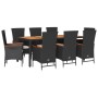 Set de comedor de jardín 9 pzas y cojines ratán sintético negro de , Conjuntos de jardín - Ref: Foro24-3277516, Precio: 1,00 ...