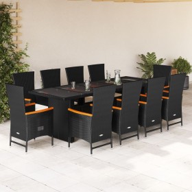 Set de comedor jardín 11 pzas con cojines ratán sintético negro de , Conjuntos de jardín - Ref: Foro24-3277534, Precio: 1,00 ...