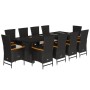 Set de comedor jardín 11 pzas con cojines ratán sintético negro de , Conjuntos de jardín - Ref: Foro24-3277534, Precio: 1,00 ...