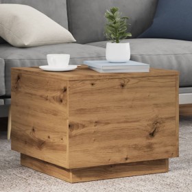 Artisan oak coffee table with LED lights 50x50x40 cm by , Coffee table - Ref: Foro24-857721, Price: 66,08 €, Discount: %