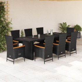 Garten-Essgruppe 9-teilig mit schwarzen Polstern aus synthetischem Rattan von , Gartensets - Ref: Foro24-3277533, Preis: 1,00...