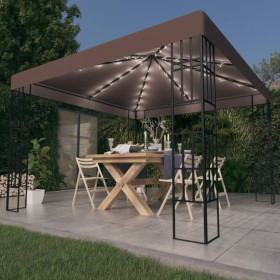 Carpa cenador de jardín con tira de luces LED 3x3 m taupé de , Carpas y cenadores - Ref: Foro24-3070324, Precio: 271,96 €, De...