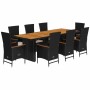 Set de comedor de jardín 9 pzas y cojines ratán sintético negro de , Conjuntos de jardín - Ref: Foro24-3277524, Precio: 1,00 ...