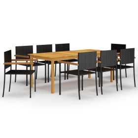 Juego de comedor para jardín de 9 piezas negro de , Conjuntos de jardín - Ref: Foro24-3067902, Precio: 579,82 €, Descuento: %