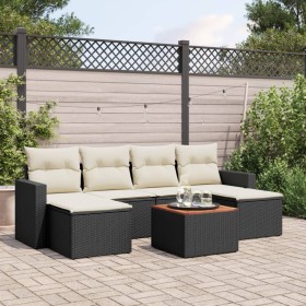 Garten-Essgruppe 7-teilig mit schwarzen Polstern aus synthetischem Rattan von , Gartensets - Ref: Foro24-3256574, Preis: 404,...