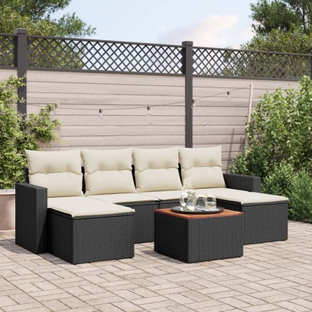 Garten-Essgruppe 7-teilig mit schwarzen Polstern aus synthetischem Rattan von , Gartensets - Ref: Foro24-3256574, Preis: 415,...