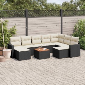 Gartensofa-Set, 10-teilig, mit schwarzen Kissen und synthetischem Rattan. von , Gartensets - Ref: Foro24-3256735, Preis: 579,...