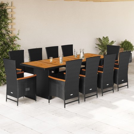 Set de comedor jardín 11 pzas con cojines ratán sintético negro de , Conjuntos de jardín - Ref: Foro24-3277530, Precio: 1,00 ...