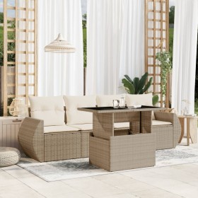 Gartensofa-Set mit 5-teiligen Kissen aus synthetischem Rattan in Beige. von , Gartensets - Ref: Foro24-3268358, Preis: 492,80...