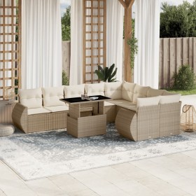 Garden sofa set with beige cushions, 10 pieces, synthetic rattan by , Garden sets - Ref: Foro24-3268758, Price: 864,04 €, Dis...