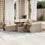 Gartensofa-Set mit 10-teiligen beigen Kissen aus synthetischem Rattan. von , Gartensets - Ref: Foro24-3268758, Preis: 870,68 ...